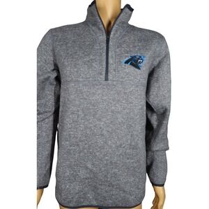 Carolina Panthers Sweater Jacket Size L NFL Football 1/4 Zip Gray‎ Pullover